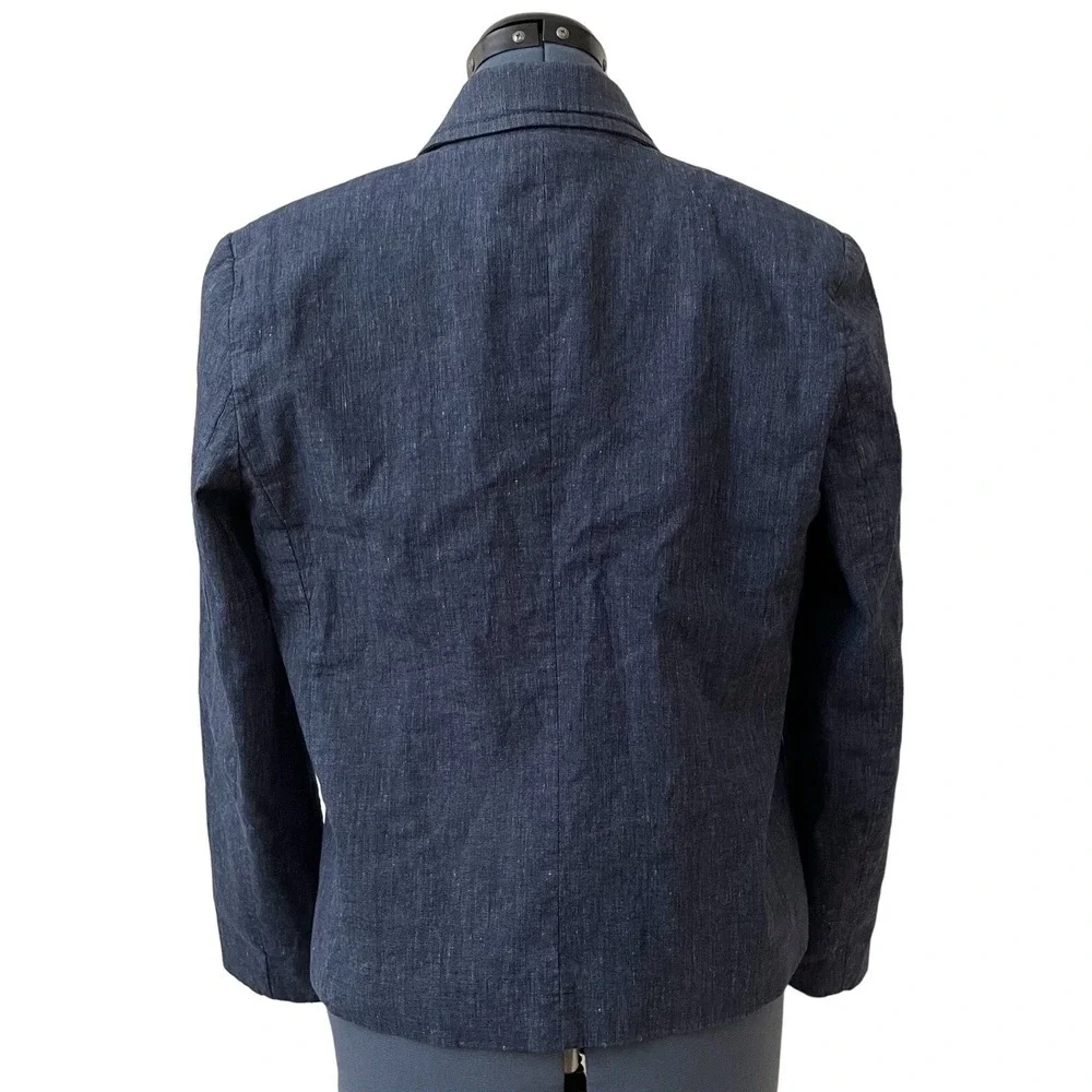 Michael Kors Blue‎ Double Breasted Linen Blend Blazer Jacket Career Preppy 12